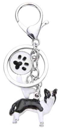 ZDHC Mini-Schlüsselanhänger für Hunde und Welpen, niedlicher 3D-Tier-Schlüsselanhänger für Haustiere, Geldbörse, Tasche, Charm-Anhänger für Frauen und Mädchen, Border Collie, One size