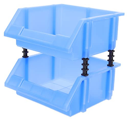 COLLBATH Set Da 2 Scatole Di Plastica Per Pezzi, Contenitori Per Lo Stoccaggio in Magazzino, Cestini Portaoggetti Per Scaffali 180x180x80mm, Resistente e Impilabile Per Casa, Ufficio e Officina