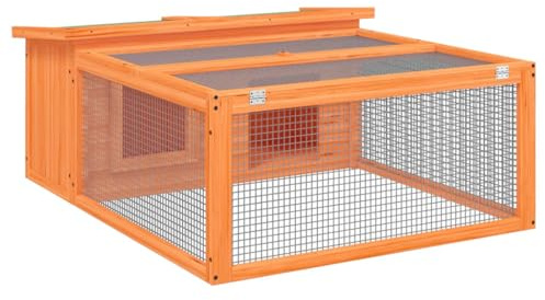 vidaXL Conejera, Jaula de Conejos, Corral para Mascotas Pequeñas, Caseta Exterior de Jardín, Madera Maciza de Pino Marrón 117,5x97x47,5 cm
