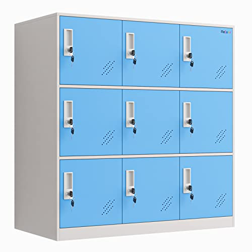 MECOLOR Casiers de rangement en métal avec clés de verrouillage, armoires de bureau autoportantes en acier avec portes et étagères pour garage, maison, bureau