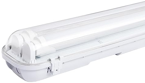 Sonnewelt LED Feuchtraumleuchte 60cm 6000K Kaltweiß 2x 9W Röhre 1800lm IP65 Wasserfest T8 Werkstattlampe Röhrenlampe Komplett Wannenleuchte Leuchte für Garage Keller Büro Warenhaus