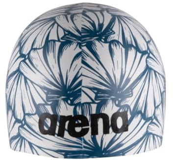 Arena Unisex vuxen Poolish gjuten silikon badmössa för träning och racing, en storlek passar de flesta, skal/blå vit