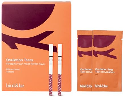 bird&be Ovulation Test Strips (LH) | 40 High-Accuracy Predictor Kits | Track Fertile Window & LH Surge | Eco-Friendly Low-Waste Design | Easy Dip & Read Results | TTC Fertility Monitor