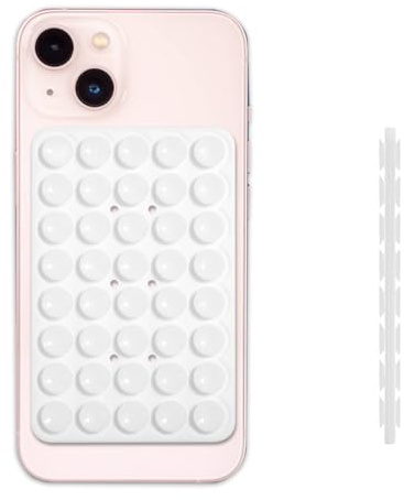 PEUTIER Silikon Doppelseitig Telefonhalter mit Saugnapf, Abnehmbar Handy Saugnapf Halterung Freihändig Telefonhalter Spiegel Vielseitig Einsetzbar für Mobilgeräte Spiegelglas (Weiß)