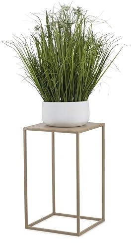 HowHomely Blumenständer Metall Beige 40 cm Hoch - Solider und Robuster Blumenhocker Metall - Pflanzenständer für die Dekoration in Wohnzimmer Schlafzimmer oder Büro