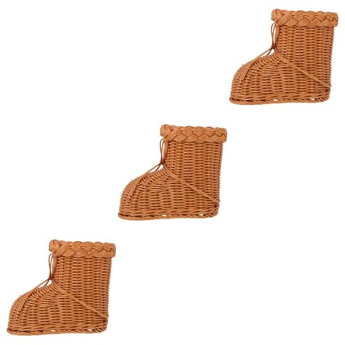 PRETYZOOM 3 Stk Blumenarrangement Aus Rattan Für Zuhause Pflanzgefäß Aus Rattan Vintage Hochzeitsdeko Nusskorb Flechtkorb Pflanzer Pflanztopf Aus Stroh Pflanzentöpfe Stiefelvase Brown Sport