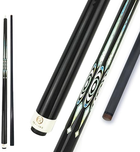 OKHEALING Billard-Queue, Karbonharzspitze, schwarze Phenolzhülse, T700, Kohlefaser, 147 cm, Uniloc 3 Billard-Zubehör, 1/2-Gelenk, handgefertigt, gerade, für 8-Ball/9-Ball, 510-567 g