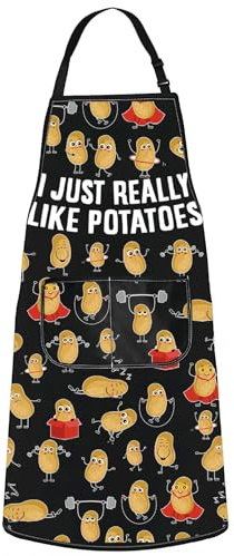 WZMPA Funny Potato Cooking Apron Potato Food Lover Gift I Just Really Like Potatoes Adjustable Apron Potatoes Merch, Like Potatoes Ap