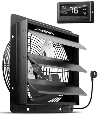 HG Power 300 mm Abluftventilator mit Temperatur und Feuchtigkeitsregler Intelligent Industrie Wandventilator 1650m³/h EC-Motor Wandlüfter für keller Garage küche Gewächshaus