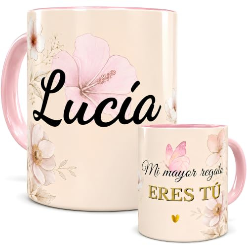 Taza Personalizada con Nombre y Dedicatoria para Mujer Regalo Original Mama Amiga Invisible Día de la Madre o Cumpleaños Diseño Femenino Elegante para Cafe Desayuno