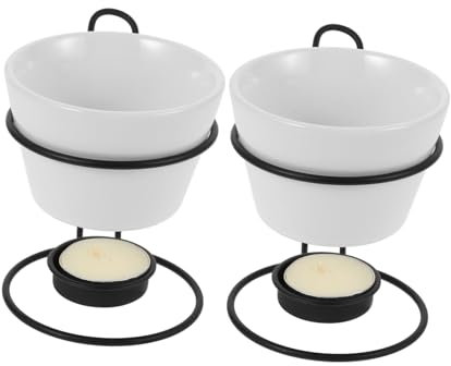 Cabilock 2ensembles Pots Céramique Pour Fondre Beurre Chocolat Ou Fromage Comprend Un Support Pour Fruits De Mer Desserts