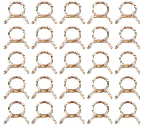 sourcing map 25Pcs Double Wire Spring Hose Clamps, 16mm Inner Dia Fit 16-18mm OD Hose Fuel Line Silicone Tube Clips, Color Zinc