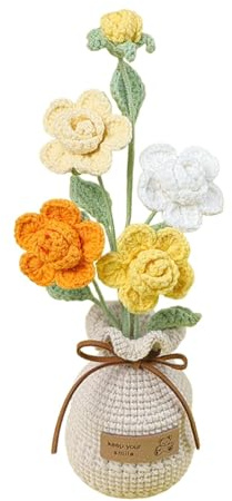 Virkade rosor, virka - Kritting blommor, virkade krukväxter för alla hjärtans dag