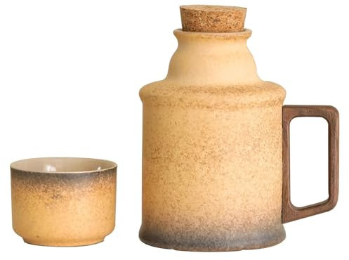 Juego de té antiguo con tapa, tetera tradicional china y taza, duradero para uso en casa, oficina, restaurante, color beige
