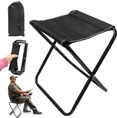 Yuragim Klapphocker Camping Hocker Tragbarer Klapphocker Faltbar Campinghocker Klappbar mit Aufbewahrungstasche, Leicht Mini-Falthocker Klappbar für Angeln Reisen Wandern Grillen Garten 200kg/440lbs