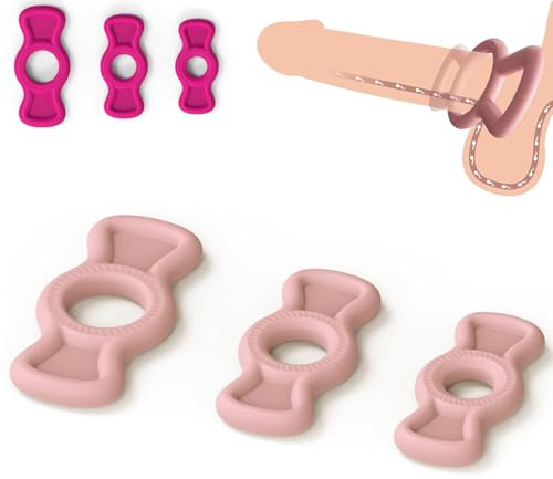 Silicone Cock/Penis Rings Helps Create Firmer and Thicker Erections - Side Tabs for Easy Removal and Adjustment Adult Sex Toys for Men or Couple 3pcs (Pink)