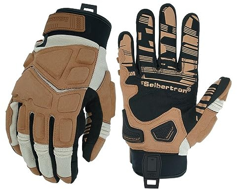 Seibertron SPS-1 Unisex Motorrad-Handschuhe mit Touchscreen – Vollfinger Sporthandschuhe für Straße, Offroad, MTB, BMX, MX, ATV, Fahrrad, Motocross Adult Khaki XL