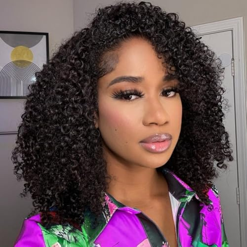 XNAIRA Half Wig Human Hair 3 In 1 Seamless Flip Over Half Wigs With Drawstring Half Wigs for Women Human Hair Glueless Wear and Go Half Up Half Down Headband Wig Human Hair(18 Inch,Natural Black)