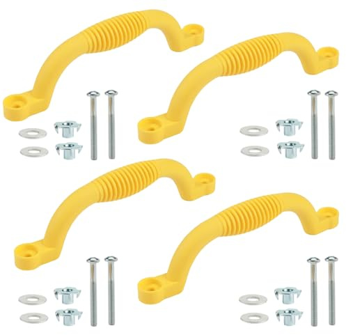 4 Stück Haltegriffe für Spielplatz,Klettergerüst Haltegriffe Handgriff | Kunststoff Rutschfeste Griffe für Spielset Spielhaus Playground Swing Hochbett Gelb