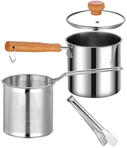 Pot de passoire à huile 2 en 1 - Fryer avec panier, récipient en matières grasses | Filtre en acier inoxydable, grand récipient de cuisine, séparateur antitien aliments professionnels maison