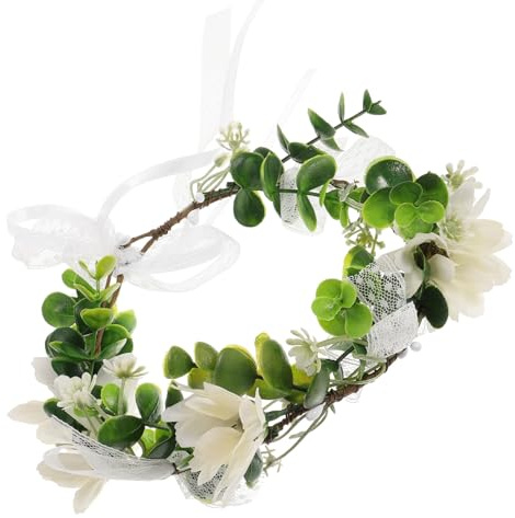 FOMIYES Blumenkranz Haarschmuck Braut Blumenkrone mit Blättern und Schleife für Hochzeit Foto Requisiten Festival Damen Haarband Tee Party Accessoire