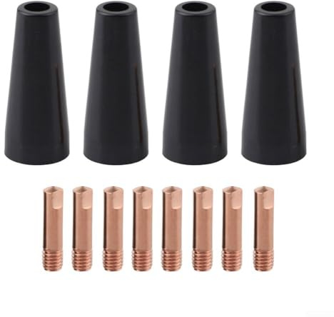 Cushteg Flux Core Kit de 12 embouts de buse sans gaz pour soudage MIG, embouts de contact de 0,6 à 1,2 mm pour torches 14AK 15AK MB14 MB15 avec pointes conductrices en cuivre (1 mm)