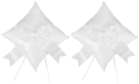 SKISUNO Coussin d'alliances 2 pièces en Tissu avec nœud décoratif pour Usage Polyvalent Lors de cérémonies de Mariage et Anniversaires