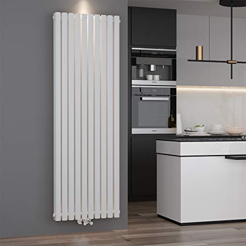 ELEGANT Paneelheizkörper Vertikal Mittelanschluss 1800×590mm Weiß | Design Röhrenheizkörper, doppellagig, vertikal mit Mittelanschluss