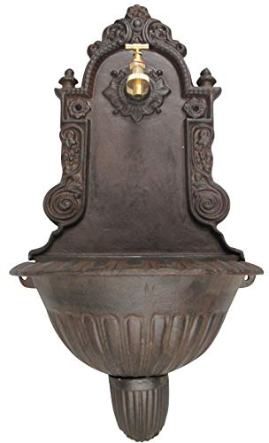 aubaho Fontaine Murale de Jardin avec Vasque - Fonte - Motif Floral - Style Antique