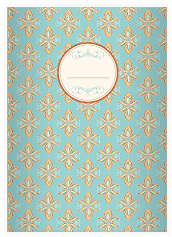 4 Edle Vintage DIN A4 Schulhefte, Schreibhefte mit dekorativem, floralem Paisley, hellblau Lineatur 20 (blanko Heft 16 Blatt/32 Seiten) Notizheft, Kladde für Schule, Universität, Büro
