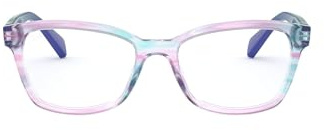 Ray-Ban Junior Kids' RY1591 Square Prescription Eyeglass Frames, Violet Striped Multicolor/Demo Lens, 48 mm