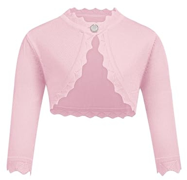trudge Bolero de Manga Larga para Niña, Chalecos de Algodón, Boleros Cortos Básicos Festivos, Cardigan para Vestido de Noche de Boda Infantil, rosa, 8-9 años