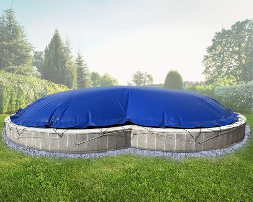 ANKO PLANEN Cubierta de Piscina Hinchable con Forma de Ocho para el Invierno – de Lona de PVC 680 g/m² (1360 g/m²) – Cubierta de Invierno Resistente (Azul RAL5002, 5,25m x 3,20m)