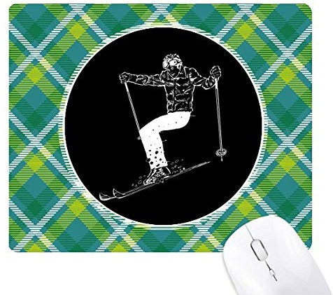 Sport d'hiver Ski de Fond Noir Patron réseaux Verte Grille Pixel Tapis de Souris