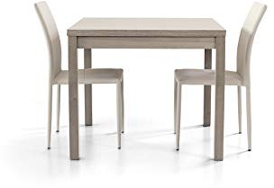 Liberoshopping Quadratischer Tisch 90x90 ausziehbar auf 180 cm Öffnung wie EIN Buch in Grauer Eiche