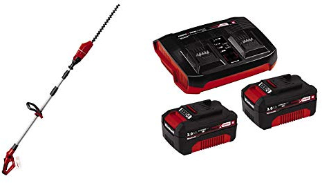 Einhell Tagliasiepi Telescopico a Batteria GE-HH 18/45 Li T-Solo (impugnatura principale inclinabile) + 2X 3,0Ah & Twincharger PXC Starter Kit