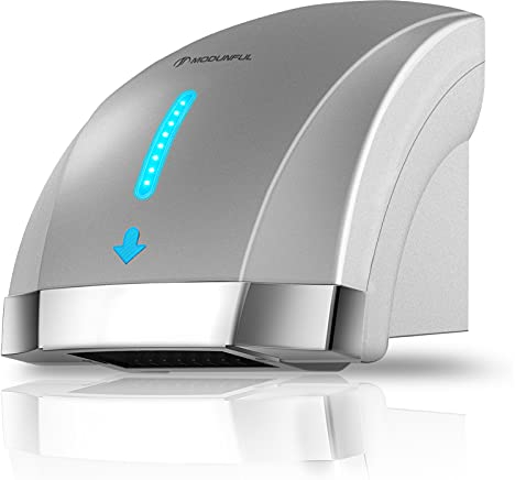 modunful Asciugamani Automatico con Sensore a Infrarossi per Bagno Casa, Basso Rumore 2000W Asciugamani Elettrico a Parete, Coperchio Compatto in ABS, Argento