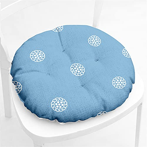 Hiseng Round Chair Cushion Seat Pads, Classic Print Tatami Chair Pads Chair Seat Pads Thick Booster Floor Pillows Sofa Pad for Home Dining Car Garden or Office,40x40cm (Blue white 5)