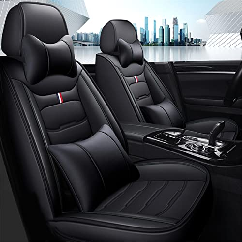 Muchkey Leder Auto Sitzbezüge für BMW 3er E46 E90 F30 E92 E93 GT 5 Sitze Autositzbezüge mit Kopfstütze Nackenkissen & Rückenkissen Autositze Farbe schwarz