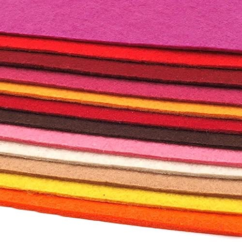 12 Bastelfilz Bögen ca. 2-3mm, 416/m² bunter Mix Filz zum Basteln, Farbe:Farbmix 3