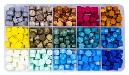 ANBOSE 15 Farben Wachs-Siegel-Perlen Set mit 390PCS Wachs-Siegel-Perlen, Siegel-Perlen für Wachs-Siegel-Stempel Briefversiegelung