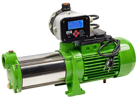 CHM GmbH® Kreiselpumpe Edelstahl 2,1 Kw und 7,8 Bar Gartenpumpe Trockenlaufschutz mit el. Druckschalter Ein/Ausschalt Druck einstellbar