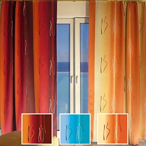 EASYHomefashion Bellarty Vorhang nach Maß Verdunkelungsvorhang Verdunkelungs Vorhänge maßgefertigt Dekoschal Gardine Blickdicht Blackout Palermo orange-beige 210 x 145 cm