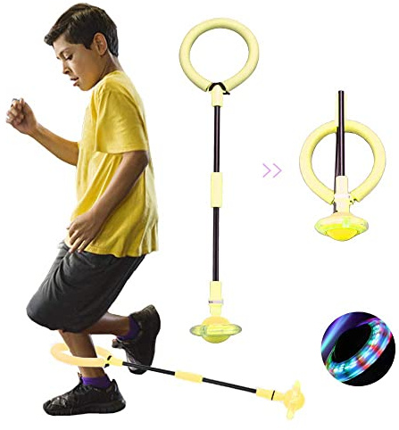 JUNBAOYYDS Kinder Blinkender Springring, Knöchel Skip Ball, Faltbare Knöchelsprungball, Springender Ball Blinkender, ​Outdoor-Hüpfspiel für Erwachsene, Kinder (gelb)