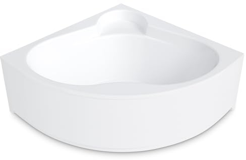 AQUADE Acryl Eckbadewanne 140x140 Modell: Essen Hergеstellt in Dеutschland - Weiß Badewanne Komplettset 140x140 - Badewannen mit Wannenfüßen + Schürze + Ab-Überlaufgarnitur