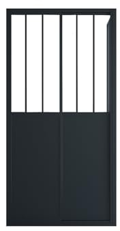 Vente-unique - Paroi de douche avec porte coulissante noir mat style industriel - 100 x 80 x 195 cm - URBANIK