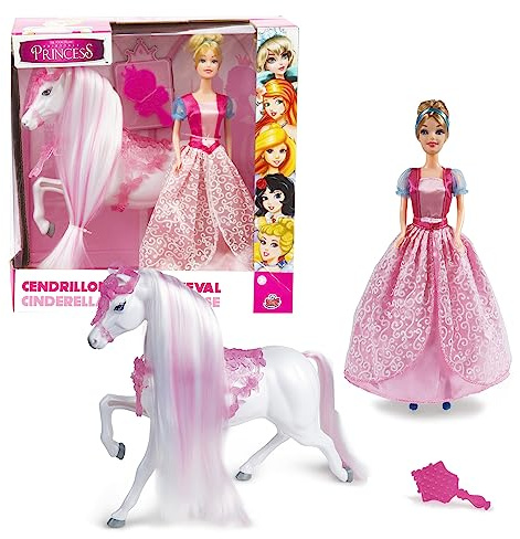 Fairytale Princess, GIOCHI PREZIOSI, FAT021 Puppe 30 cm, mit Prinzessinnen-Outfit, Pferd und Zubehör, Aschenputtel, Spielzeug für Kinder ab 3 Jahren