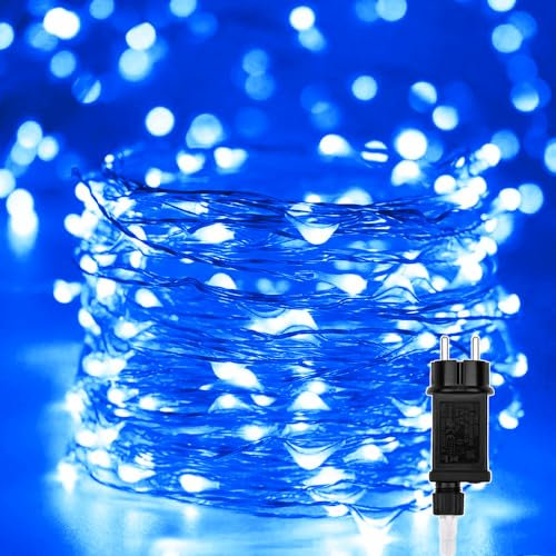 Guirnalda luminosas, Luces LED Navidad 20M 200 LED Alambre de cobre con 8 Modo de Iluminación, Exterior Impermeable para Decoración Interior e Exterior, Árbol, Fiestas, Halloween, Jardín, Casa (Azul)