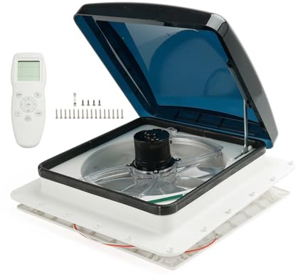 Areyourshop 15.75 RV Caravan Roof Vent RV Fan 12V Skylight With Remote Control 10 Speeds