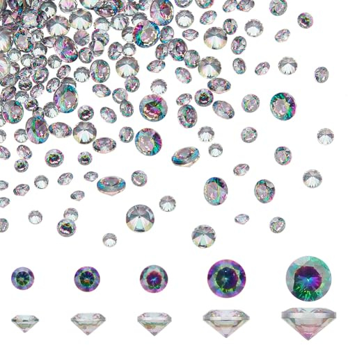 PH PandaHall 400 Stück 5 Größen Facettierte Cabochons Große Runde Facettierte Strasssteine Mit Spitzer Rückseite Lose ab Farbe Kubischer Zirkonia Für Anhänger Schmuck Selbstgemacht Handgefertigt